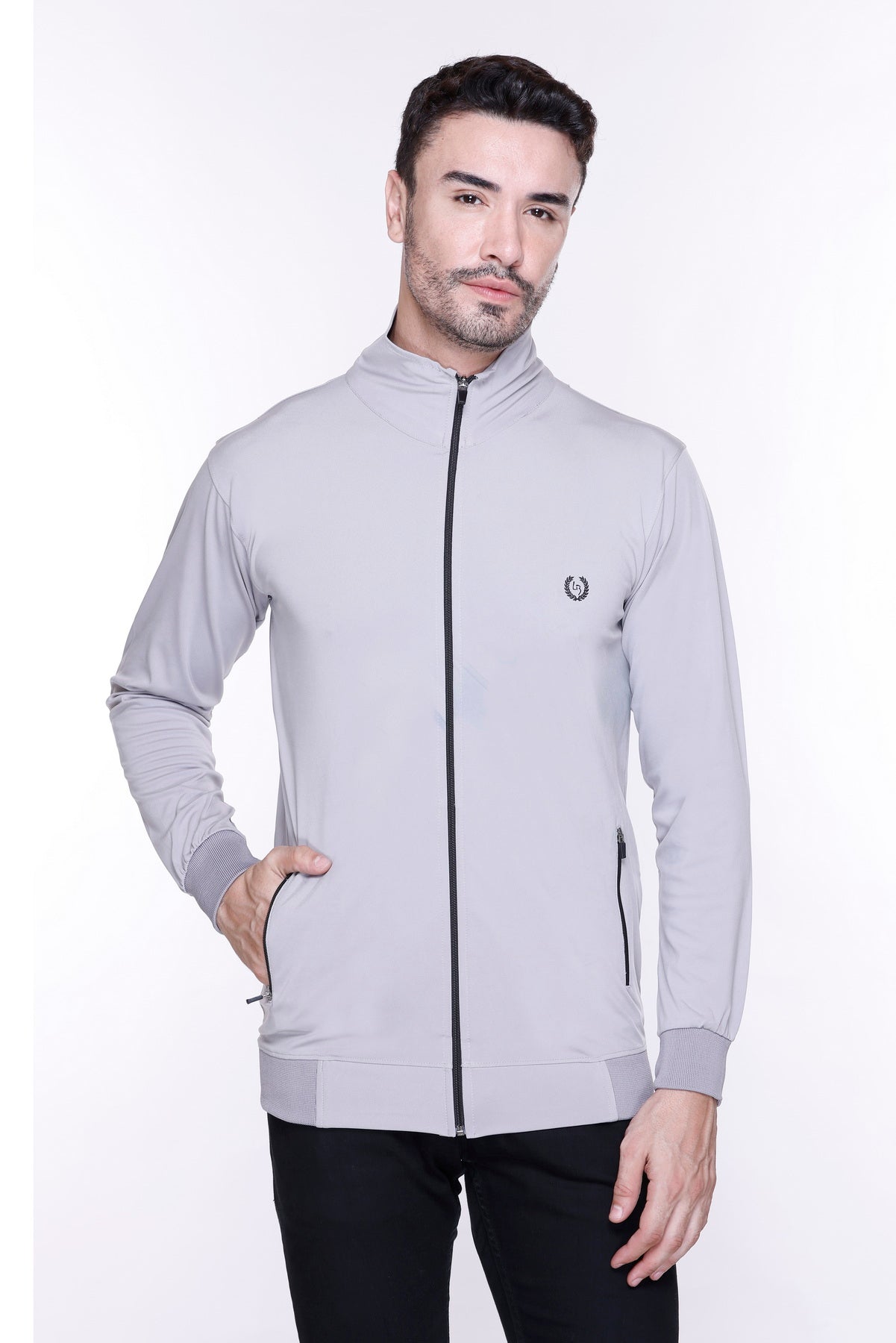 Mens Solid DriFit Zipper Track Jacket